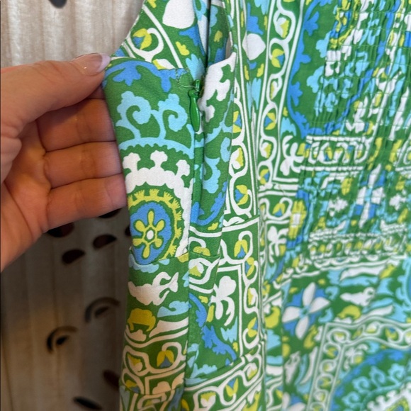 Anthropologie Green and Yellow Patterned Dress - Picture 7 of 8